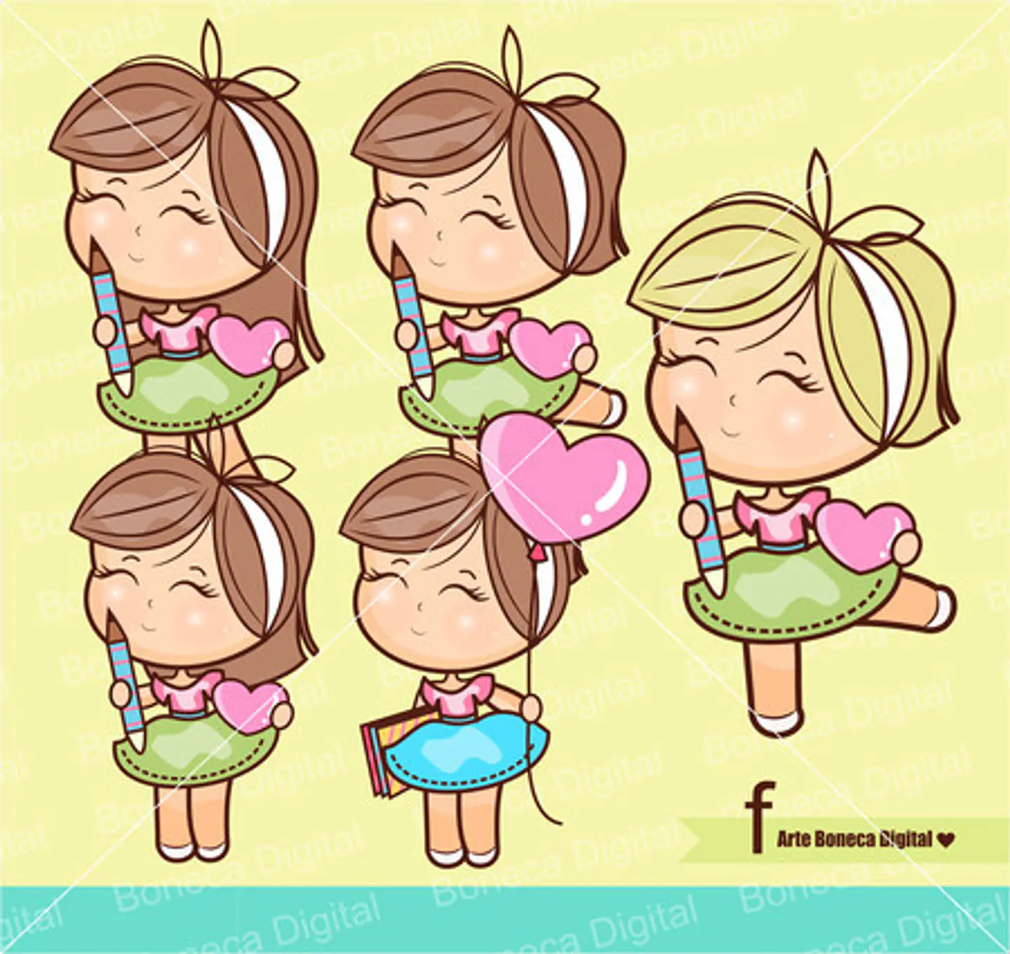 Kit Digital Mascotinhas Boneca Meninas Boneca 9 9 1