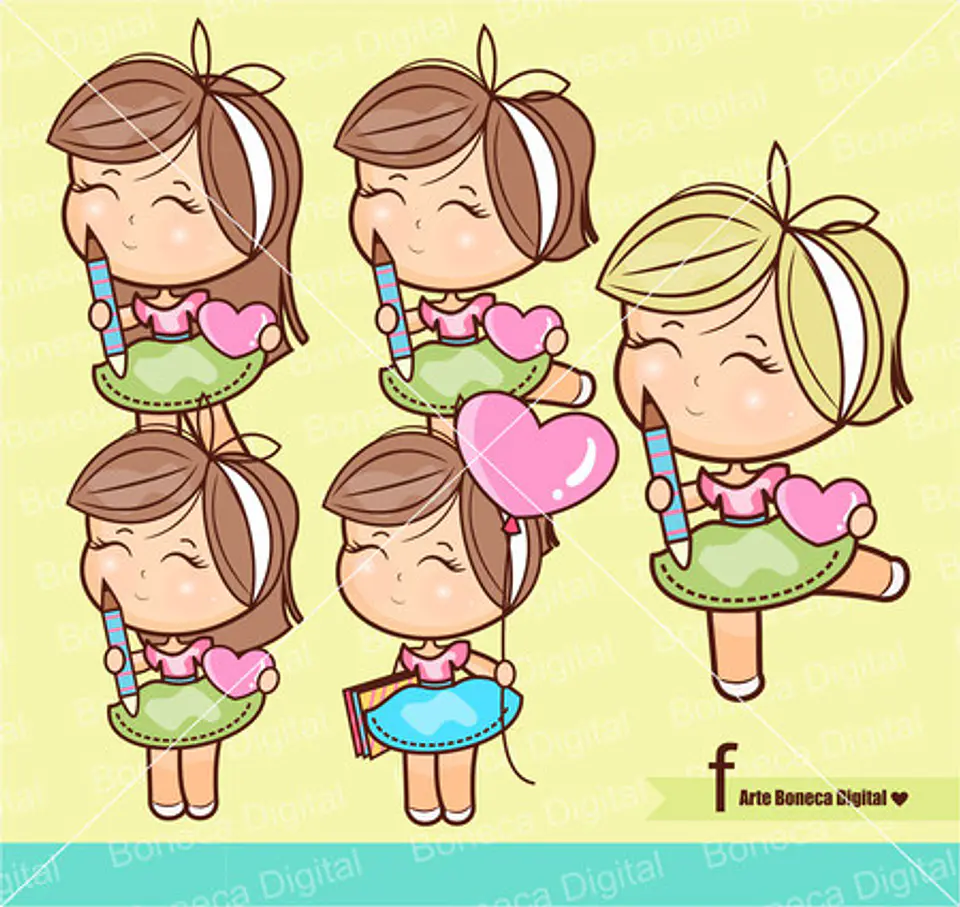 Kit Digital Mascotinhas Boneca Meninas Boneca 9 9 1