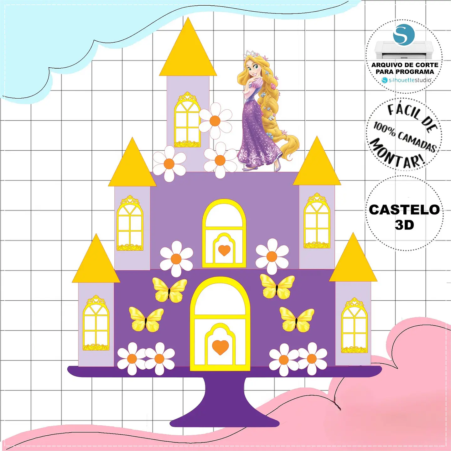 Arquivo de Corte Topo de Bolo Enrolados Rapunzel 16 1