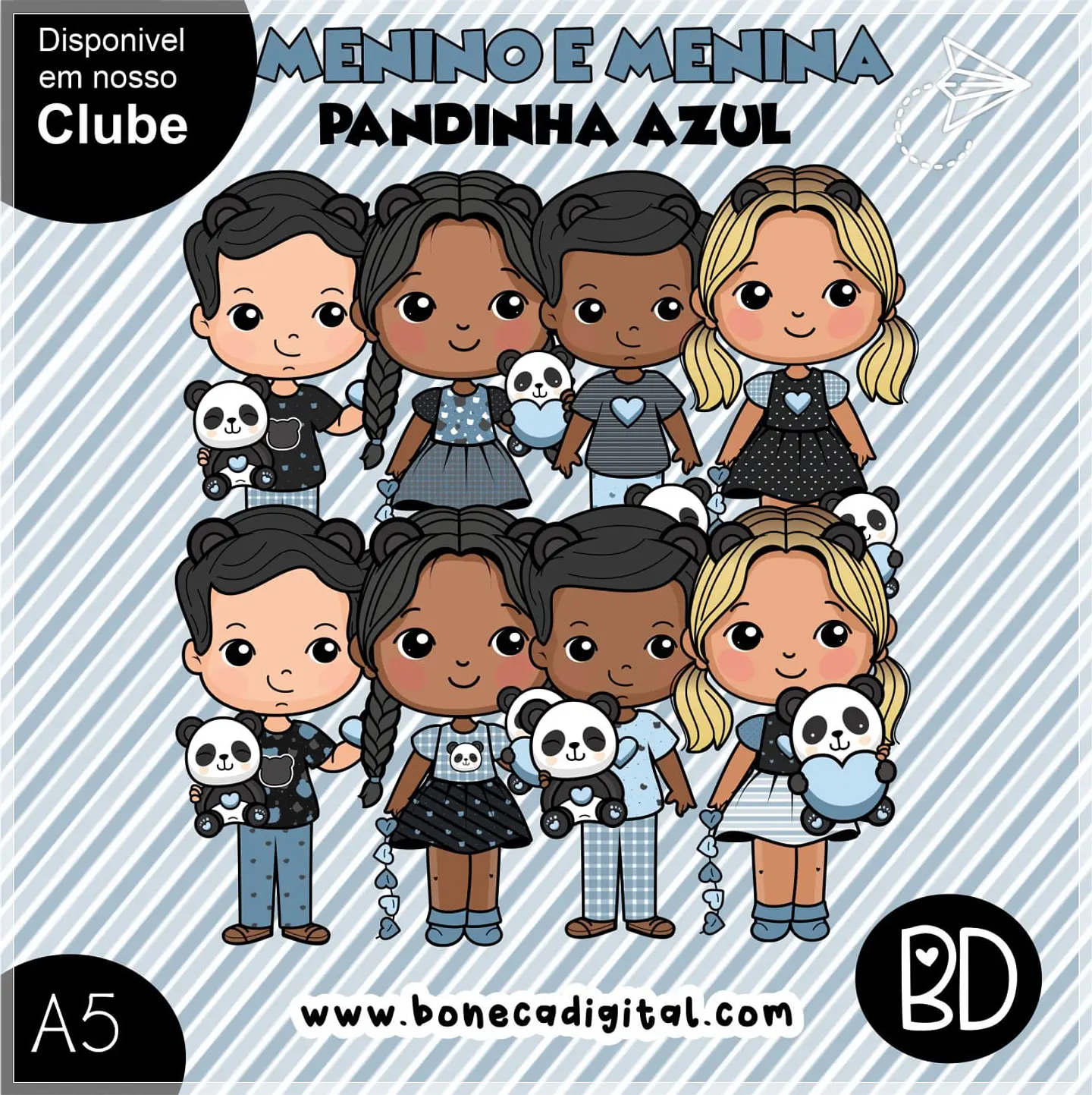 Kit Digital Kits Bd Menino e Menina Pandinha 33 1