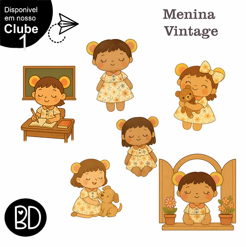 Kit Digital Menina Vintage 18