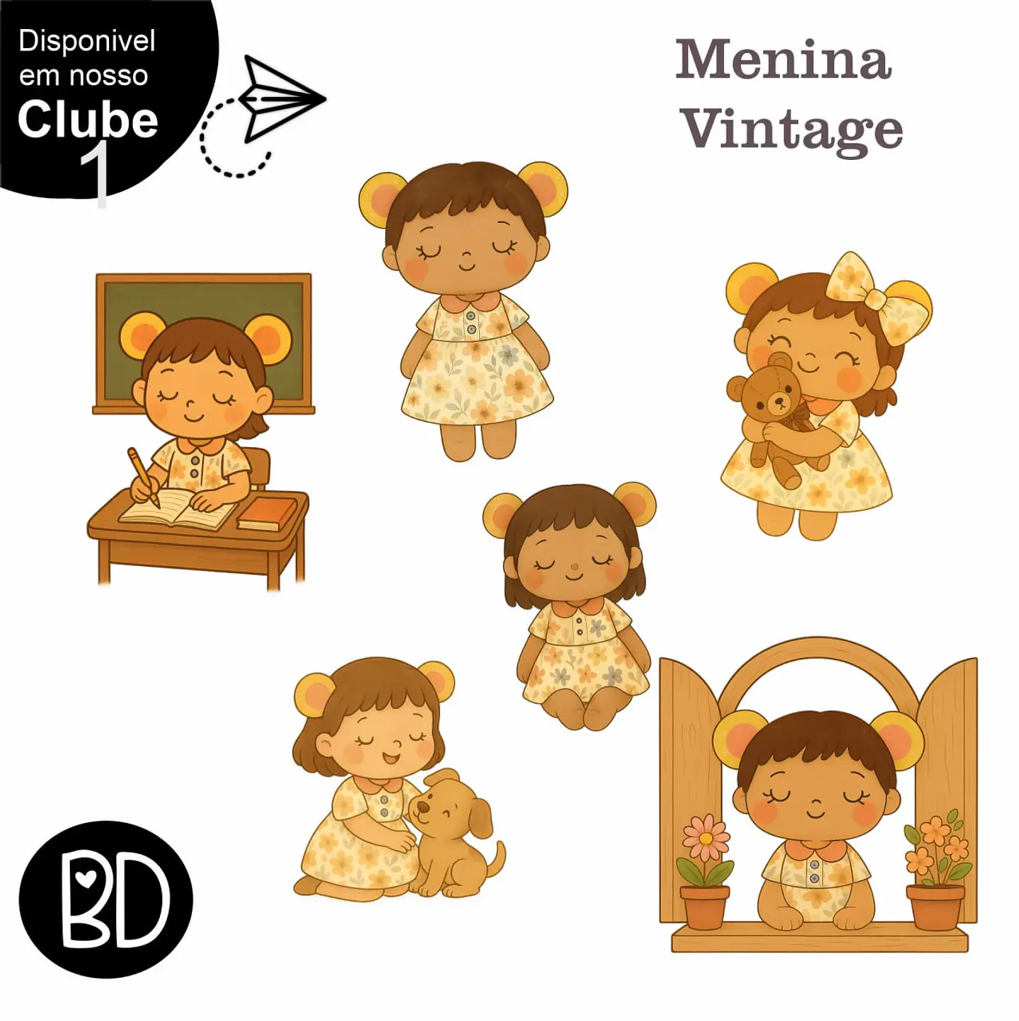 Kit Digital Menina Vintage 18 1