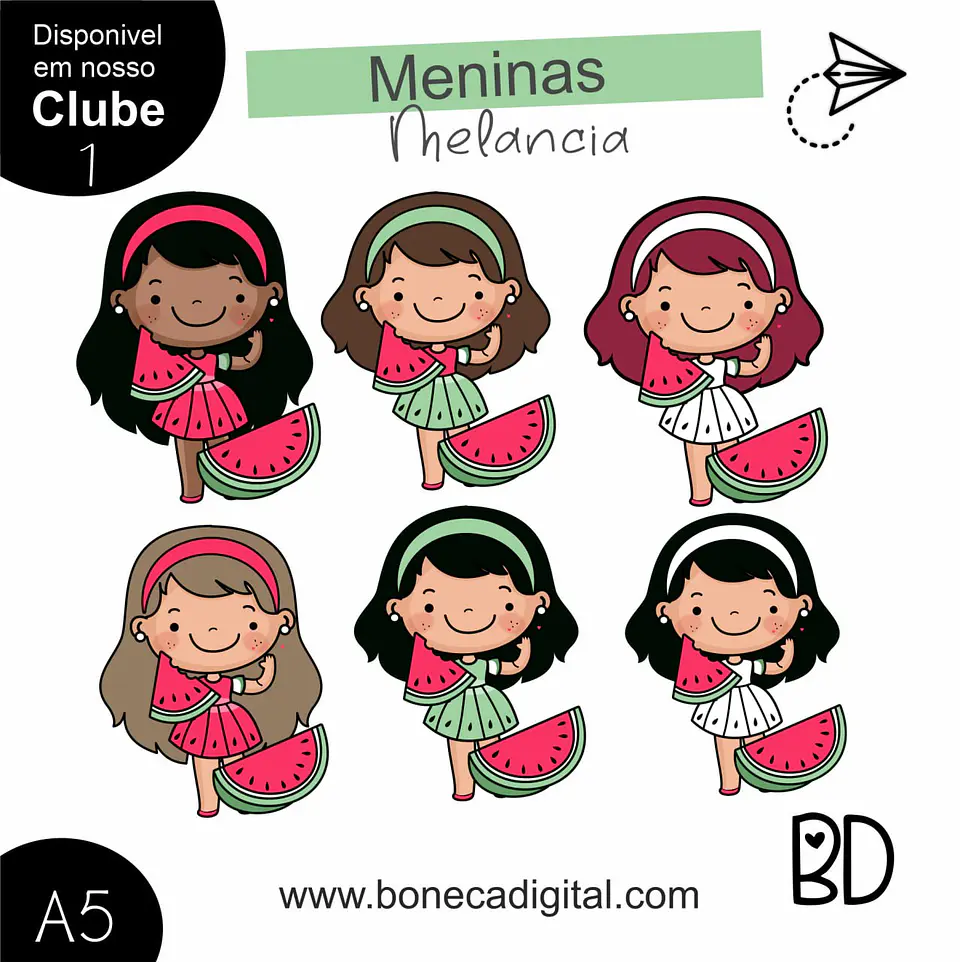 Kit Digital 6 Meninas Melancia 1 1