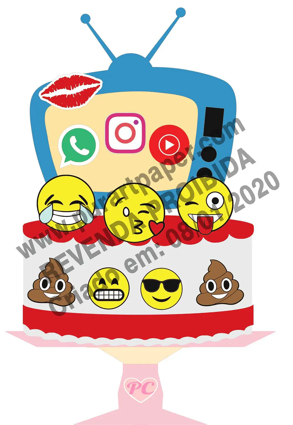 Arquivo de Corte Topo de Bolo Emoji 5 1