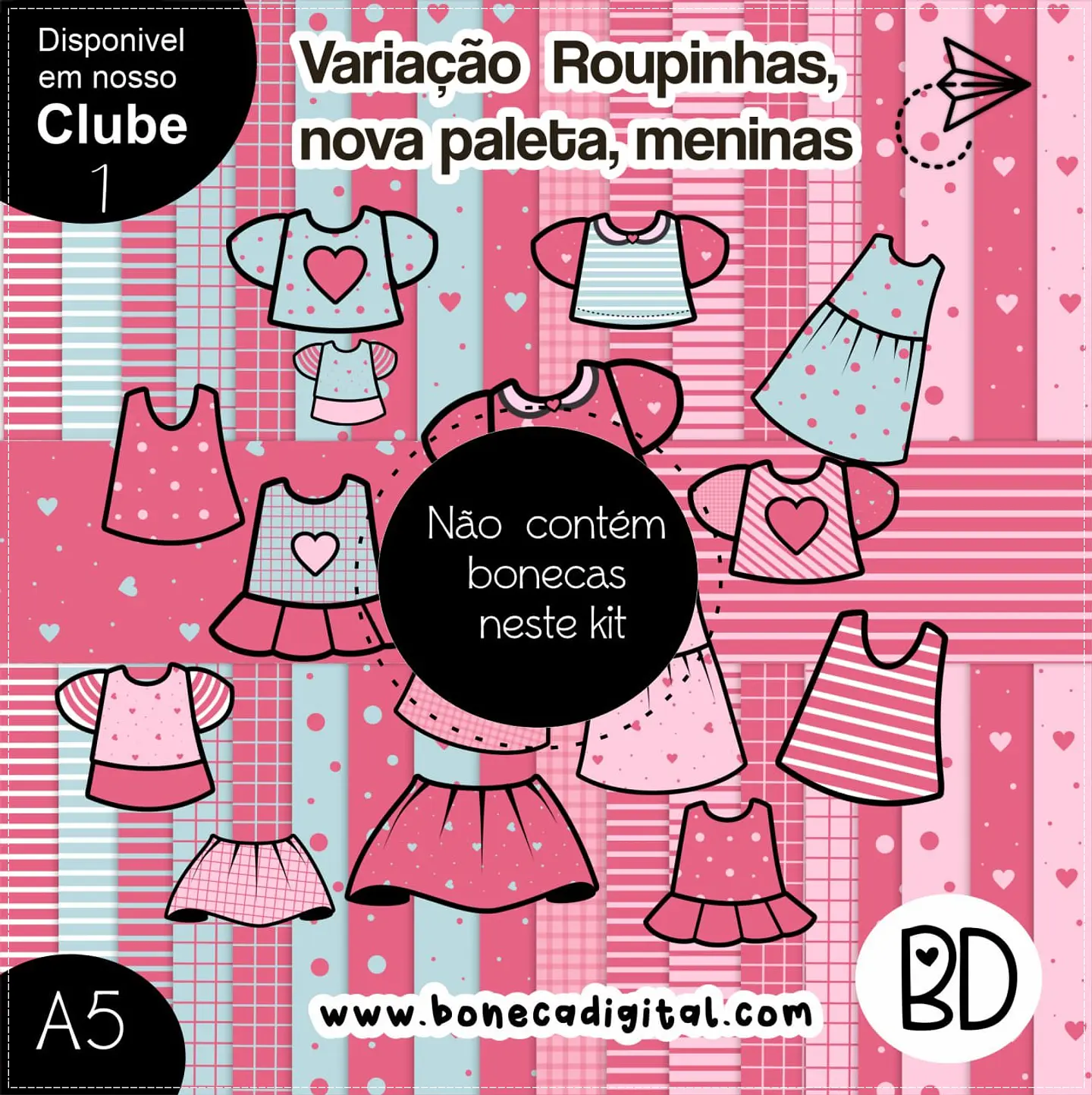 Kit Digital Variação Roupinhas do Guarda Roupa Meninas 14 1