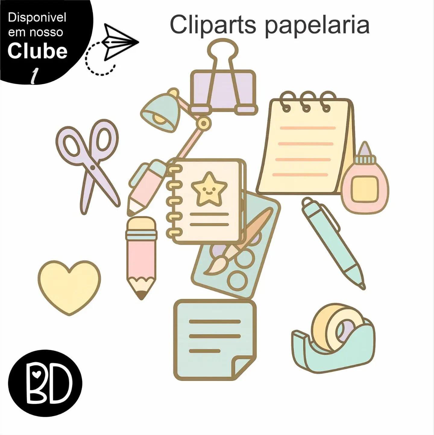 Kit Digital Cliparts Fofos Papelaria Escolar Volta as Aulas 22 1