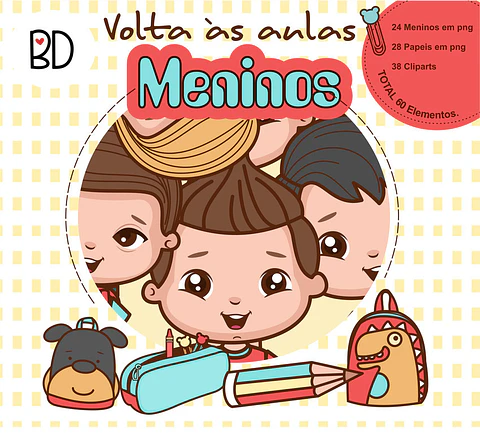 Kit Digital Meninos Volta Às Aulas Escolar 12