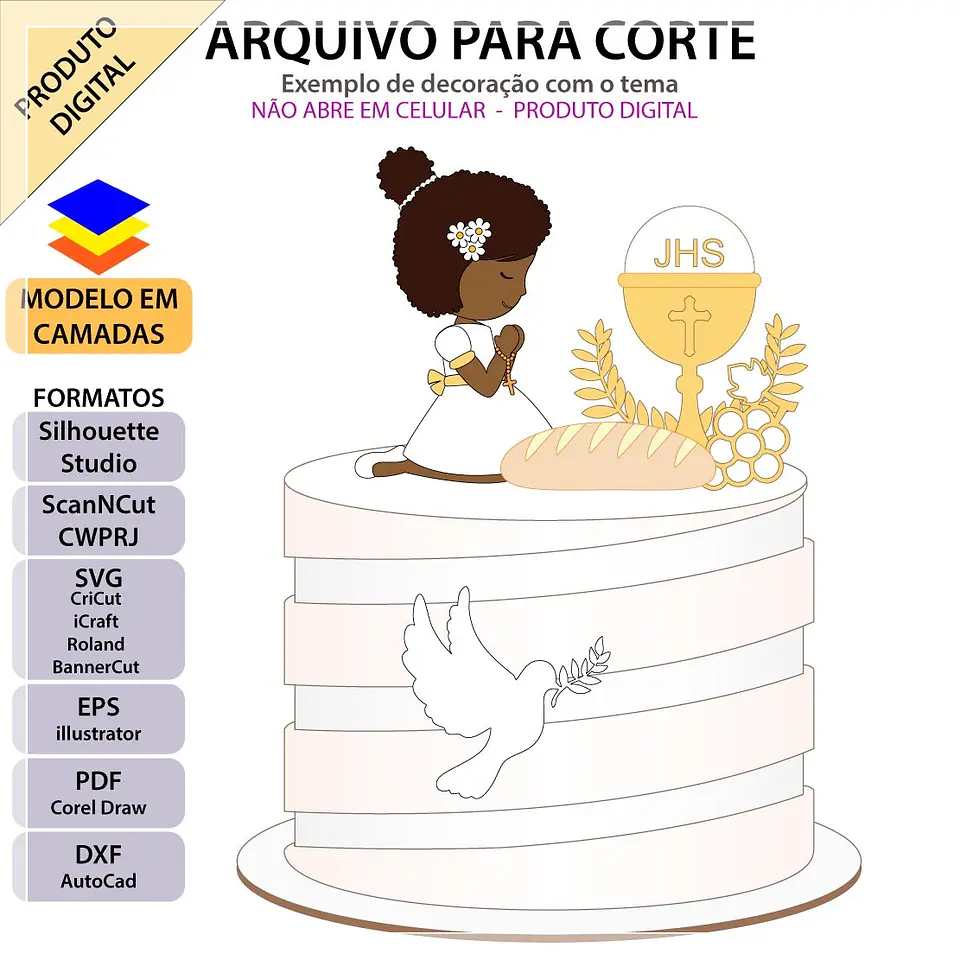Arquivo de Corte Topo de Bolo Eucaristia Primeira Comunhão 5 1