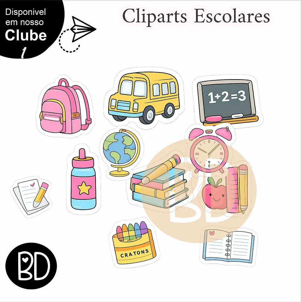 Kit Digital Cliparts Escolares Volta as Aulas 21 1