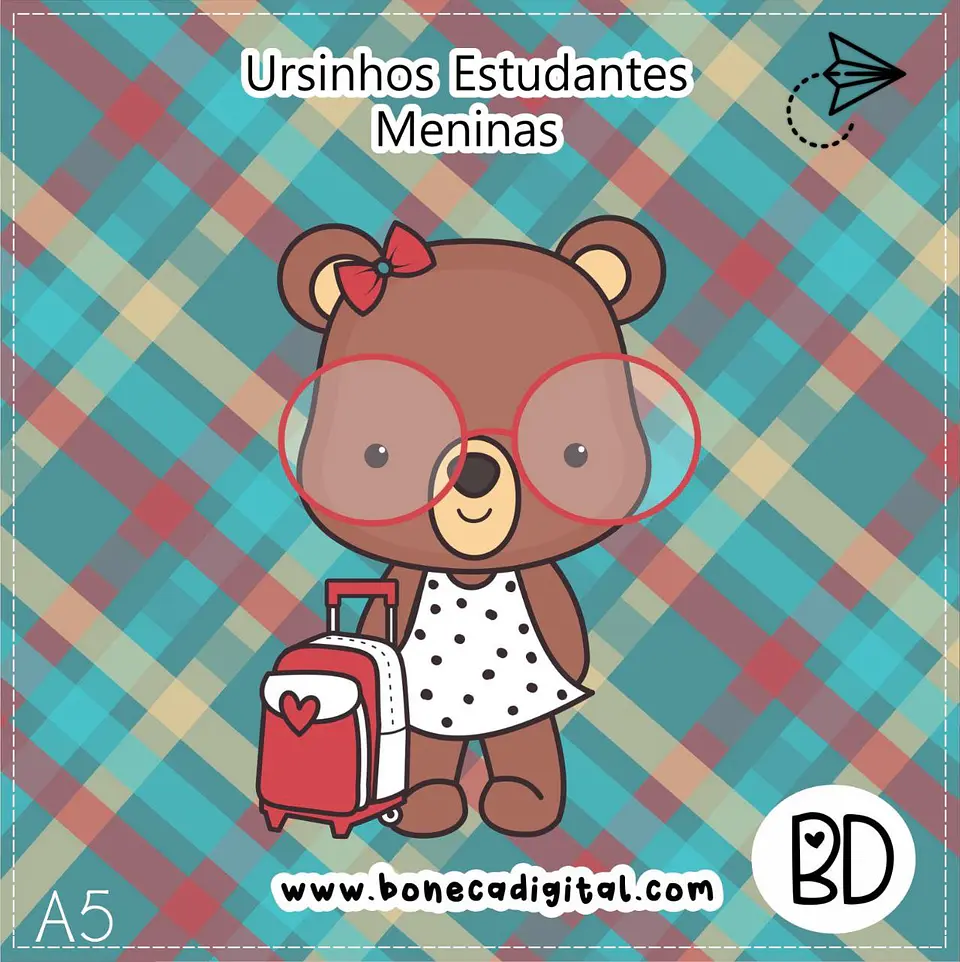 Kit Digital Ursinho Estudante Meninas Escolar Volta as Aulas 16 1