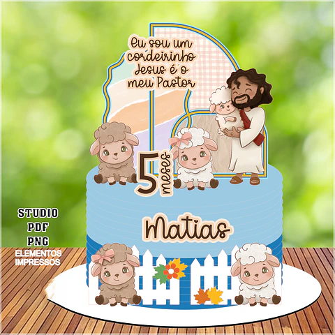 Arquivo de Corte Topo de Bolo Cristão - Cordeirinho 1