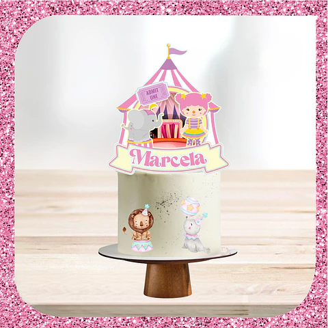 Arquivo de Corte Topo de Bolo Circo Rosa Candy Menina 44