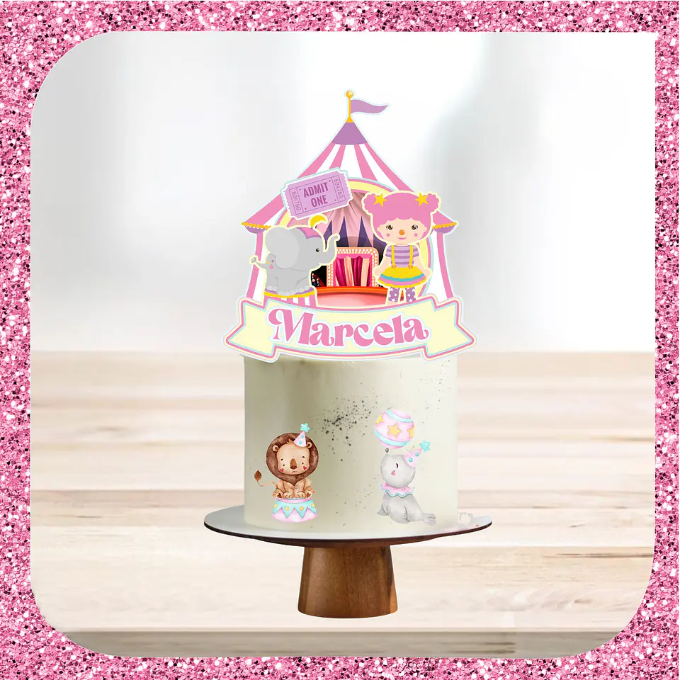 Arquivo de Corte Topo de Bolo Circo Rosa Candy Menina 44 1