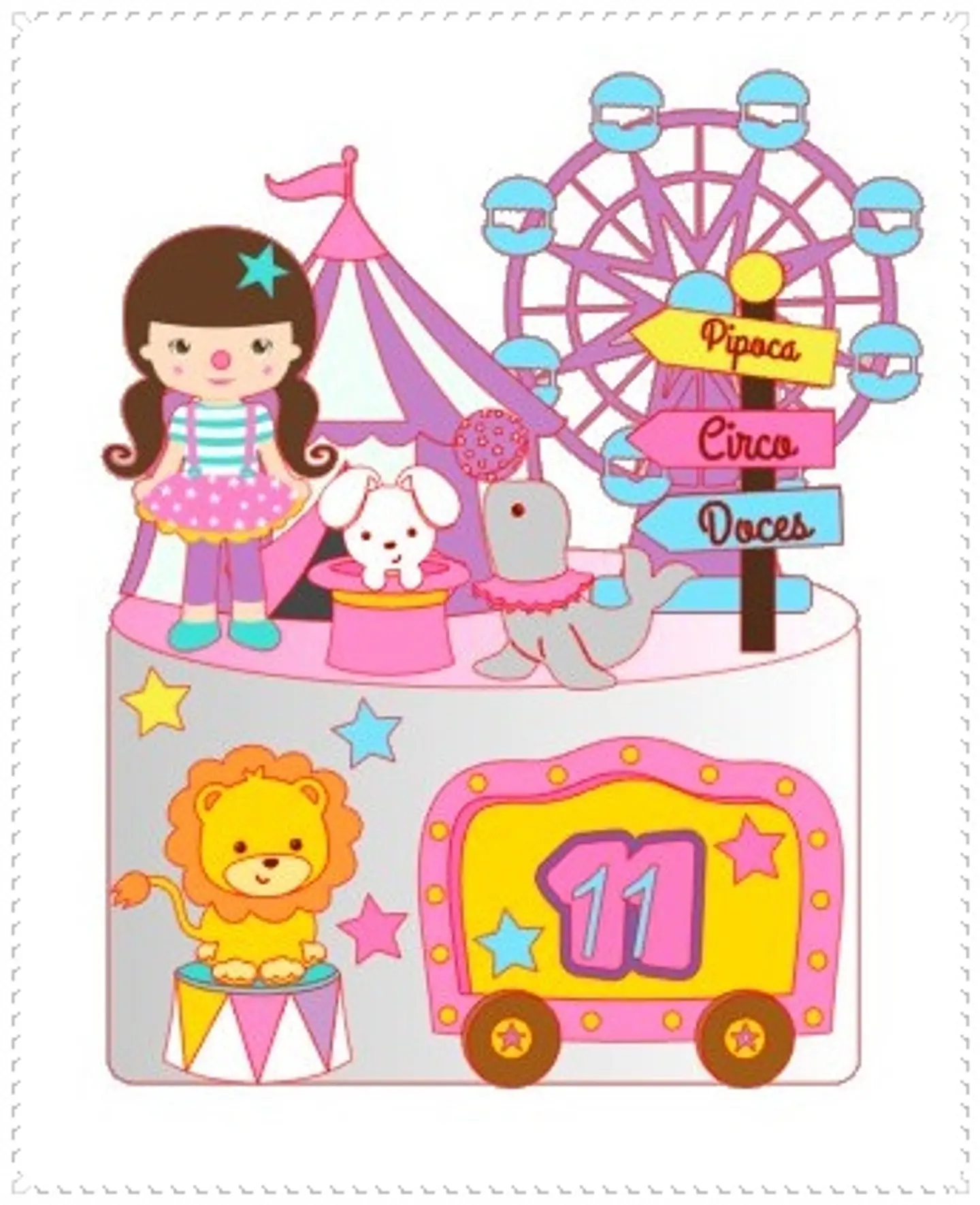 Arquivo de Corte Topo de Bolo Circo Rosa Candy Menina 37 1
