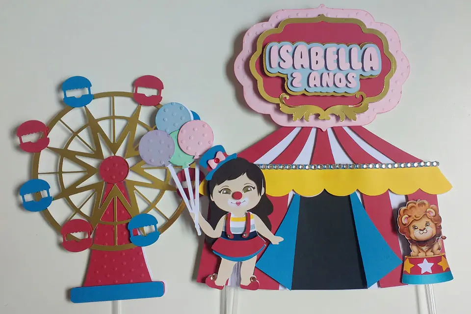 Arquivo de Corte Topo de Bolo Circo Rosa Candy Menina 34 1