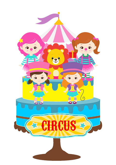 Arquivo de Corte Topo de Bolo Circo Rosa Candy Menina 31