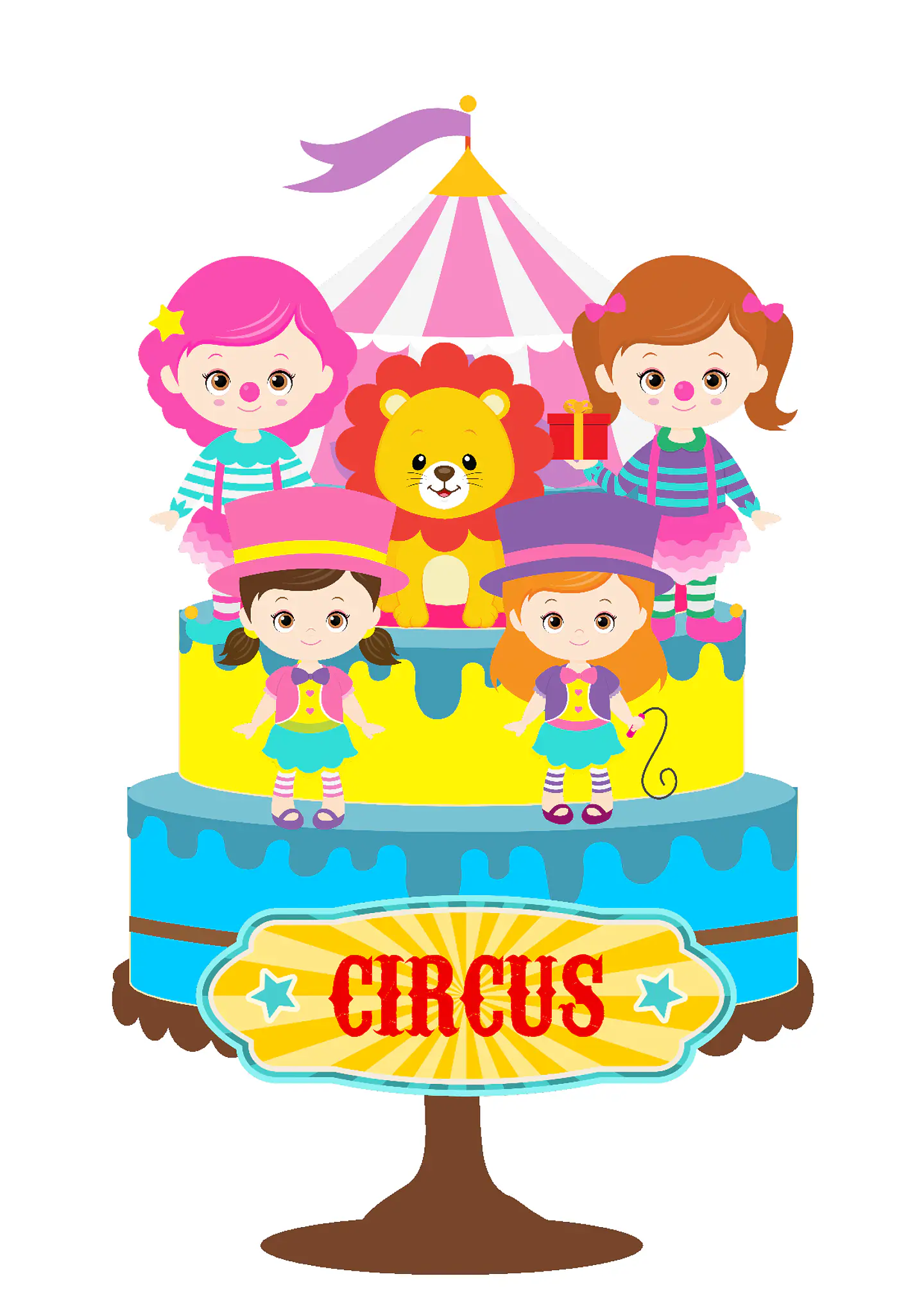 Arquivo de Corte Topo de Bolo Circo Rosa Candy Menina 31 1