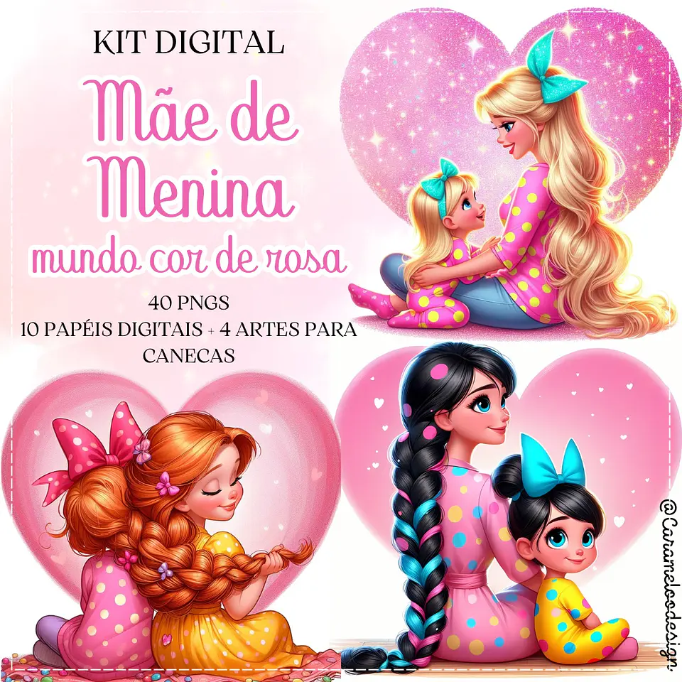Kit Digital Mãe de Menina Mundo Cor de Rosa 13 1