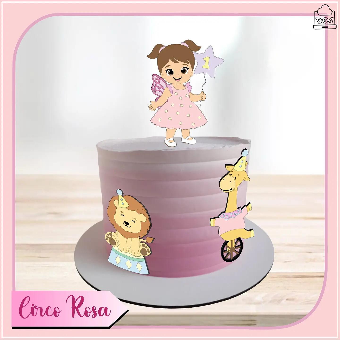 Arquivo de Corte Topo de Bolo Circo Rosa Candy Menina 48 1