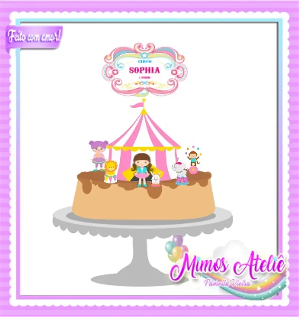 Arquivo de Corte Topo de Bolo Circo Rosa Candy Menina 8 1