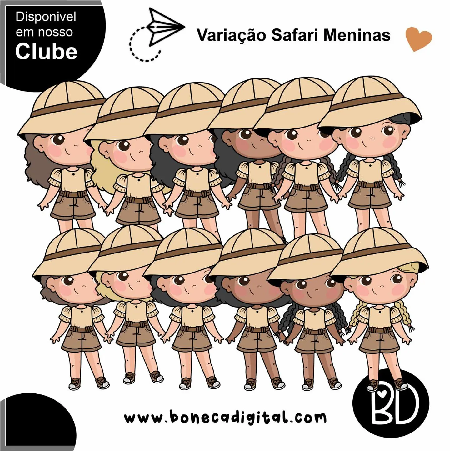 Kit Digital Variação Meninas Safari 10 1
