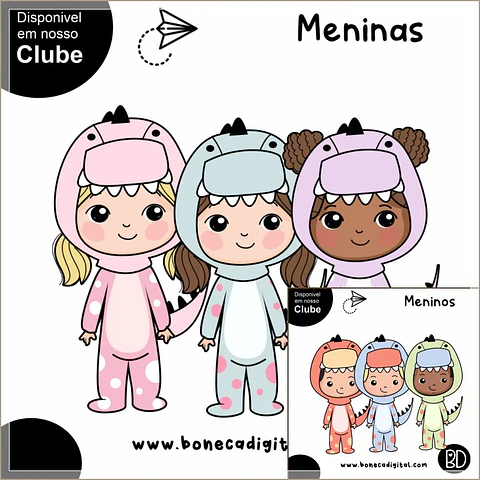 Kit Digital Meninas e Meninos Dino 7