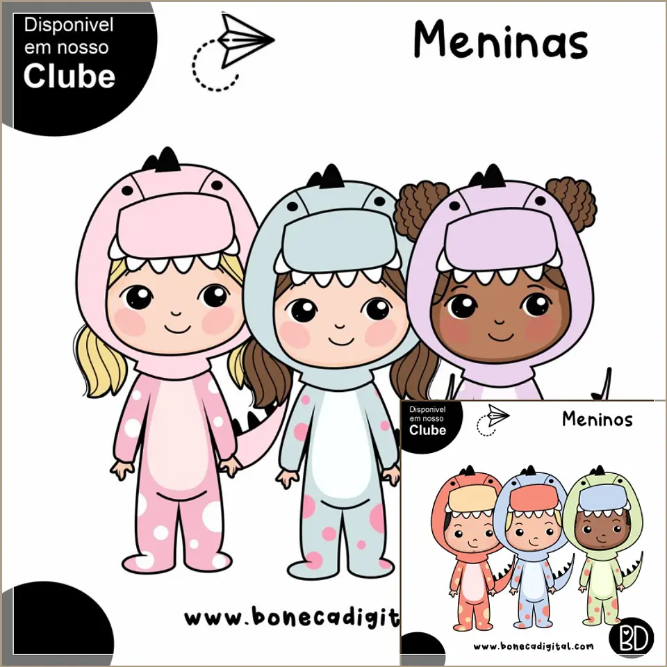 Kit Digital Meninas e Meninos Dino 7 1