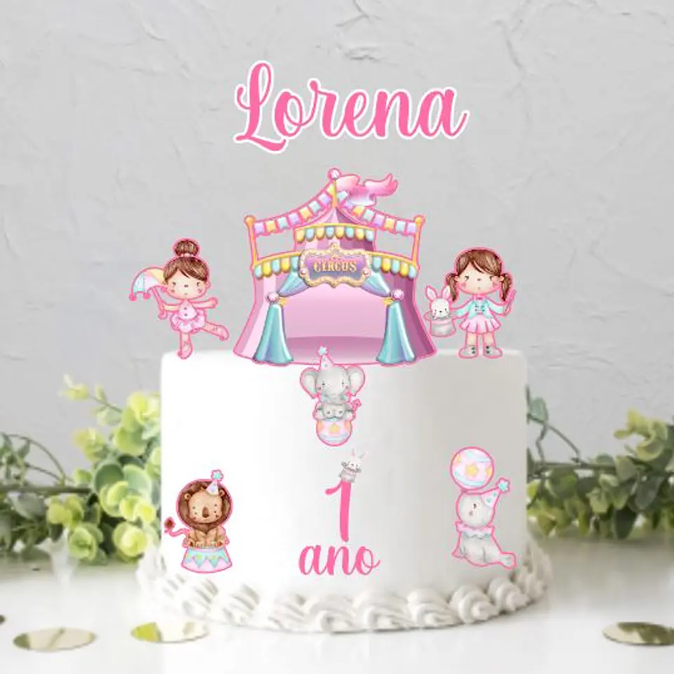 Arquivo de Corte Topo de Bolo Circo Rosa Candy Menina 19 1