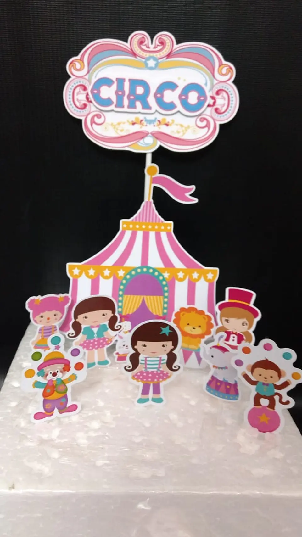 Arquivo de Corte Topo de Bolo Circo Rosa Candy Menina 3 1