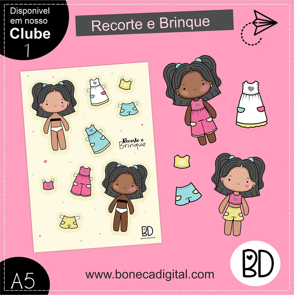 Kit Digital Bonequinhas Recorte e Brinque 6 1