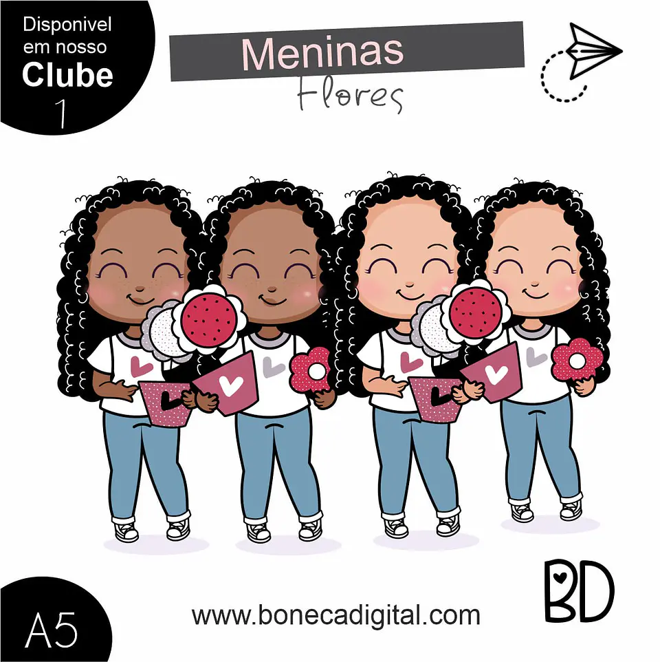 Kit Digital 5 Menina Flor 1 1