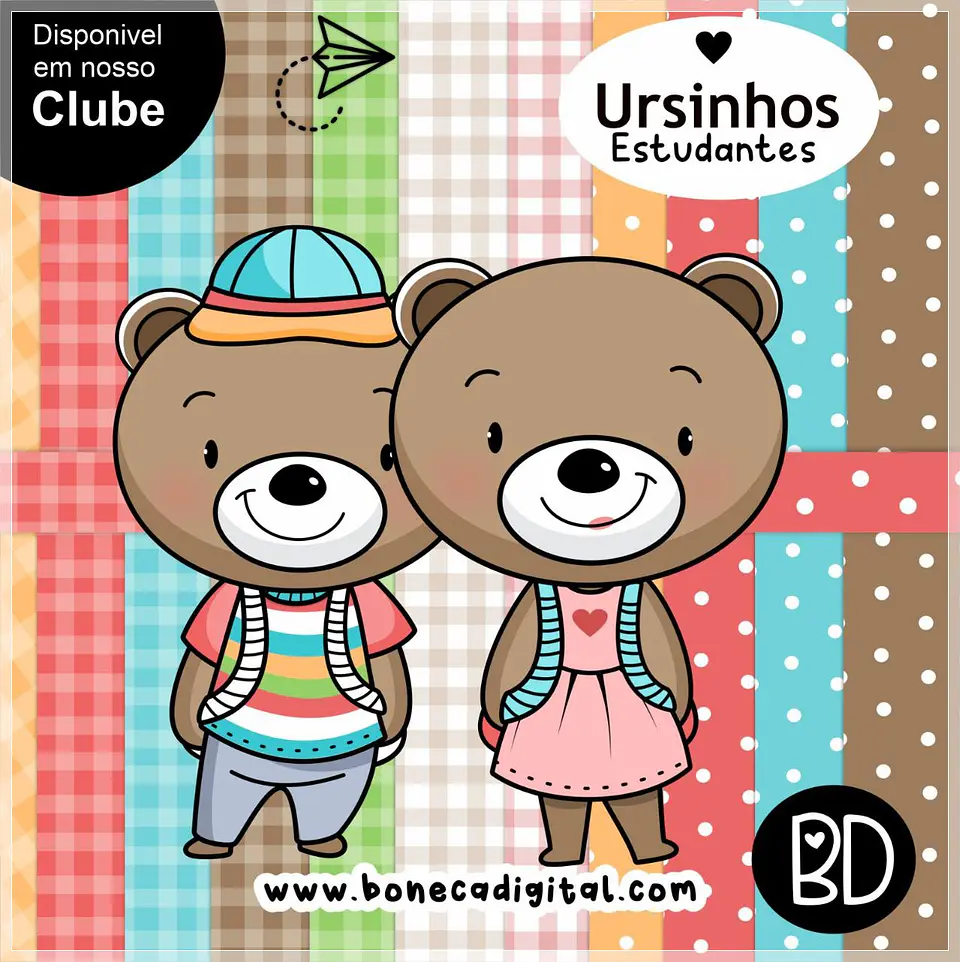 Kit Digital Ursinhos Estudantes Escolar Volta as Aulas 15 1