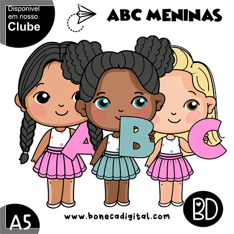 Kit Digital Alfabeto Kits Meninas Abc 1