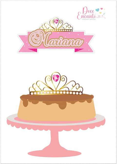 Arquivo de Corte Topo de Bolo Coroa Princesa Realeza Menina 1