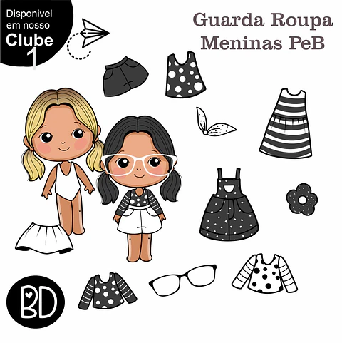 Kit Digital Guarda Roupa Preto e Branco 2 15