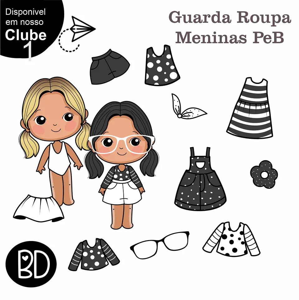 Kit Digital Guarda Roupa Preto e Branco 2 15 1