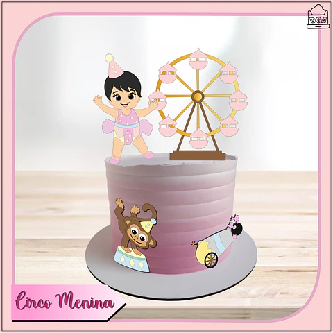 Arquivo de Corte Topo de Bolo Circo Rosa Candy Menina 47