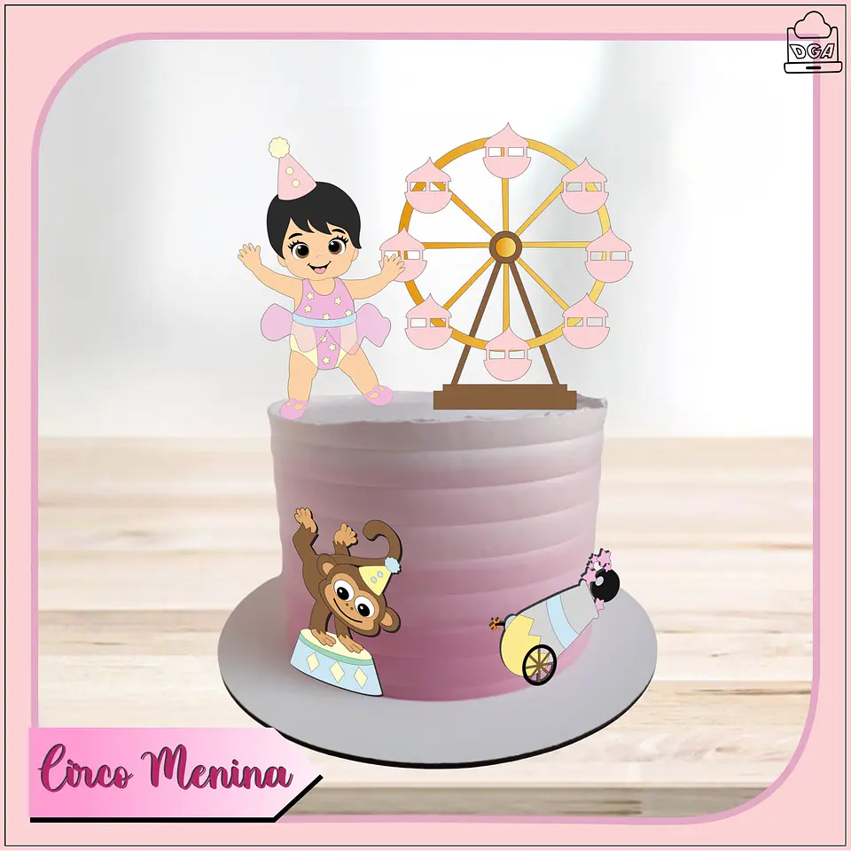 Arquivo de Corte Topo de Bolo Circo Rosa Candy Menina 47 1