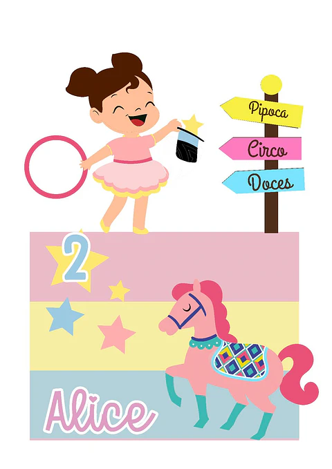Arquivo de Corte Topo de Bolo Circo Rosa Candy Menina 21