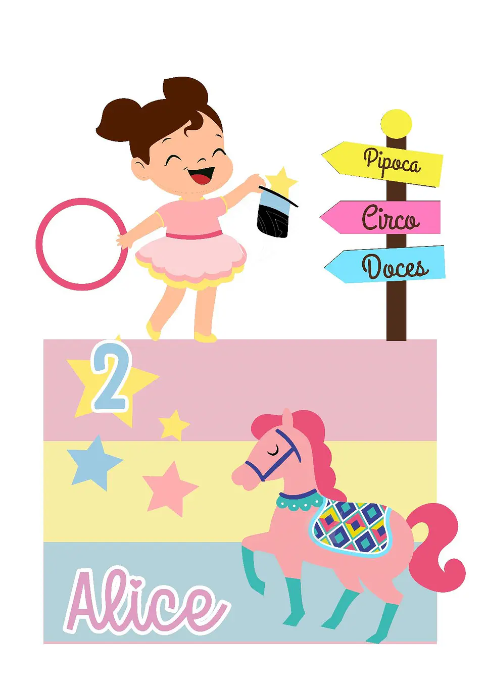 Arquivo de Corte Topo de Bolo Circo Rosa Candy Menina 21 1