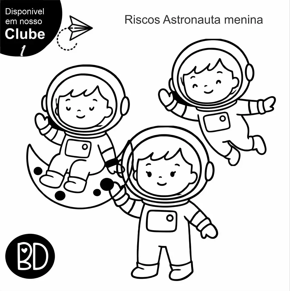 Kit Digital Colorir Astronauta Espaço Menina 6 1