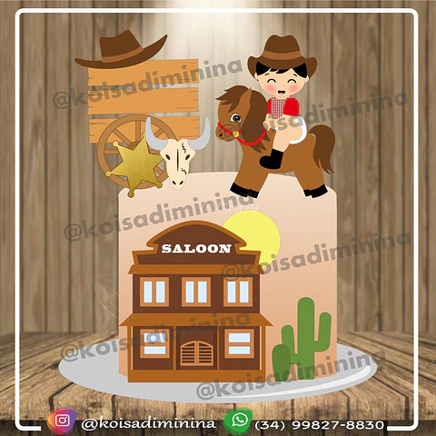 Arquivo de Corte Topo de Bolo Country Baby Cute Cowboy Cowgirl Boiadeira 9