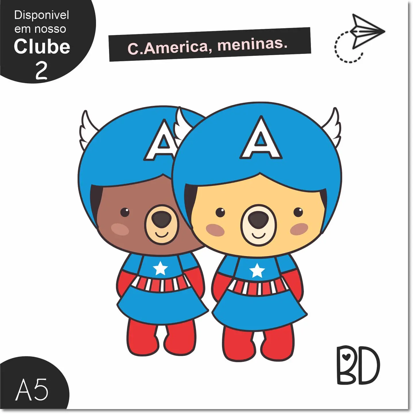 Kit Digital Ursinho Capitão América Menina 120 1