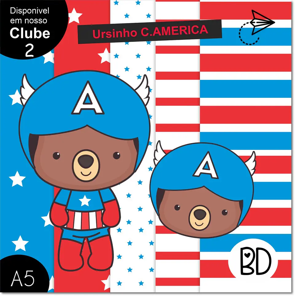 Kit Digital Ursinho Capitão América 119 1