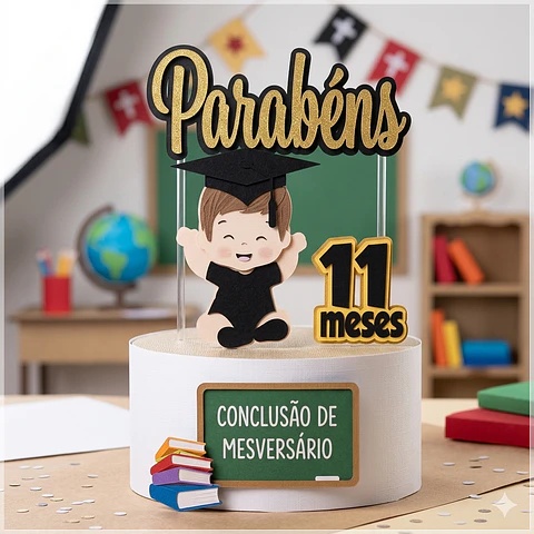 Arquivo de Corte Topo de Bolo Conclusão Formatura Mesversário 9