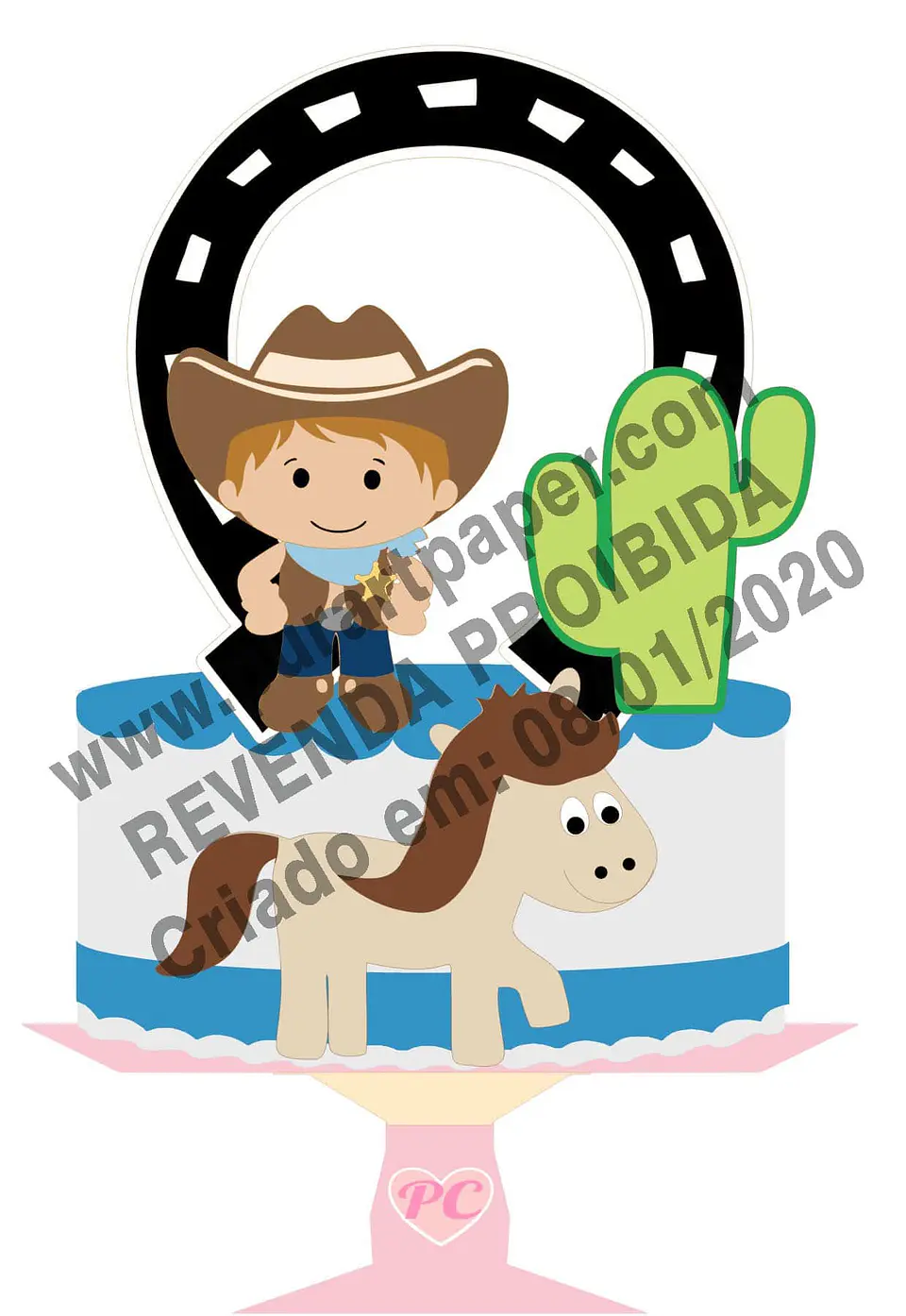 Arquivo de Corte Topo de Bolo Country Baby Cute Cowboy Cowgirl Boiadeira 14 1