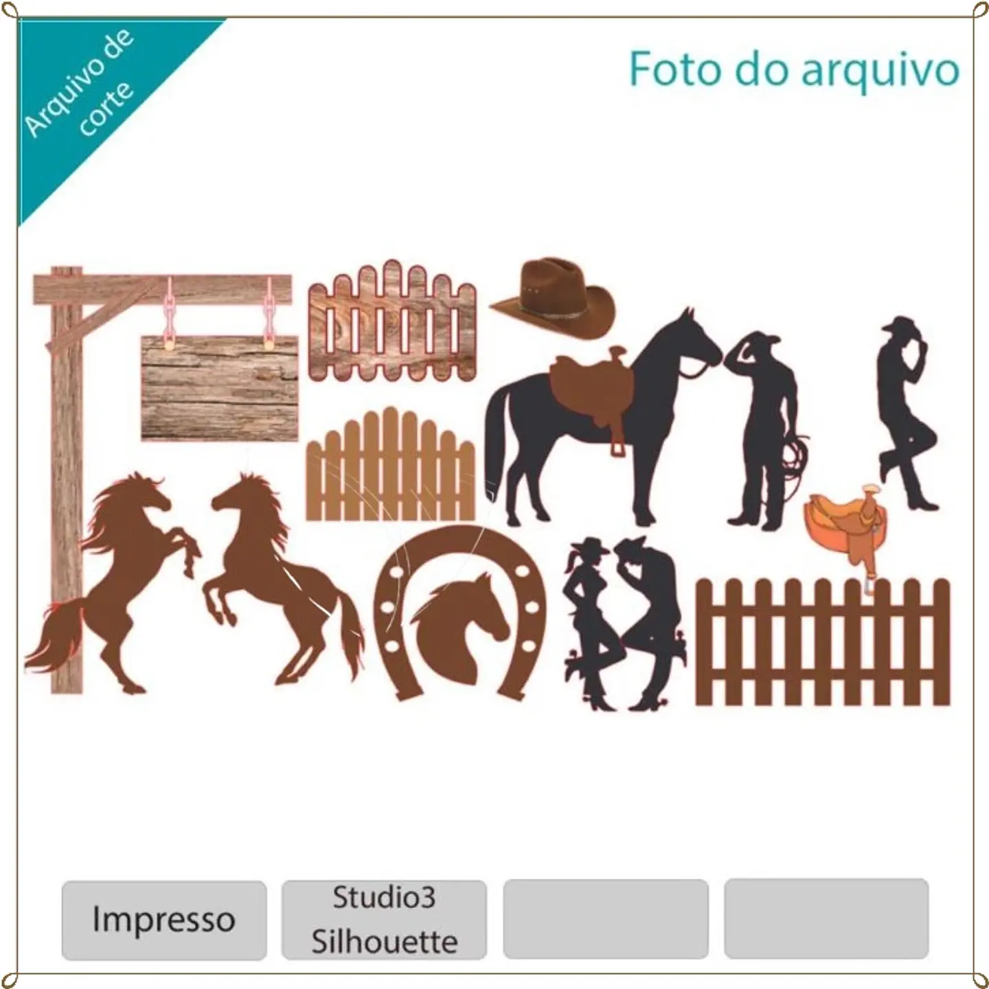 Arquivo de Corte Topo de Bolo Country Cowboy 2 1