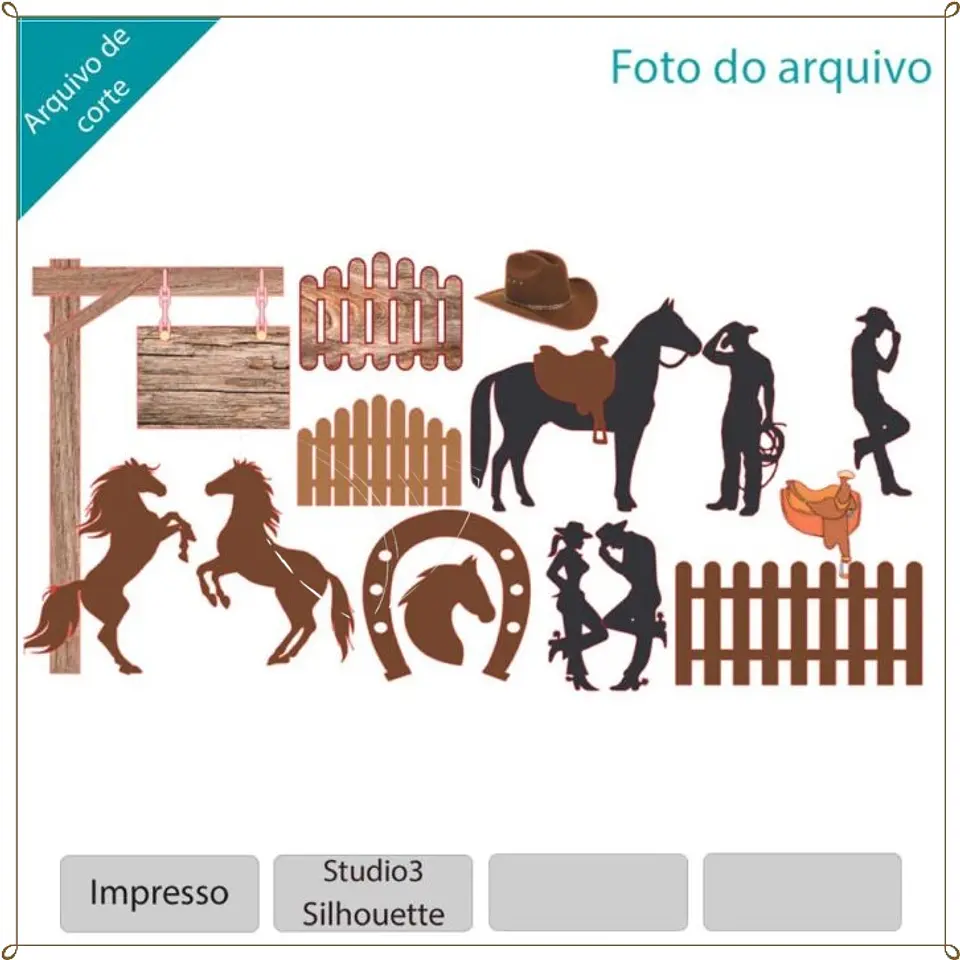 Arquivo de Corte Topo de Bolo Country Cowboy 2 1