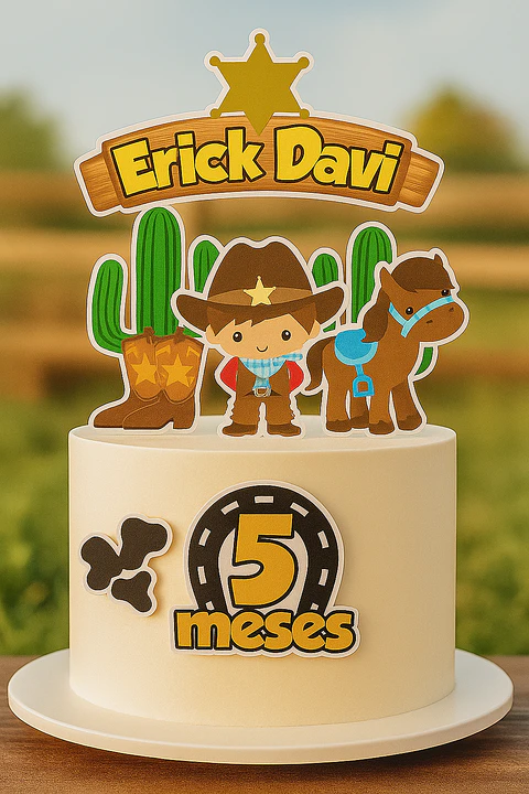 Arquivo de Corte Topo de Bolo Country Baby Cute Cowboy Cowgirl Boiadeira 19