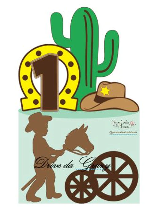 Arquivo de Corte Topo de Bolo Country Baby Cute Cowboy Cowgirl Boiadeira 15